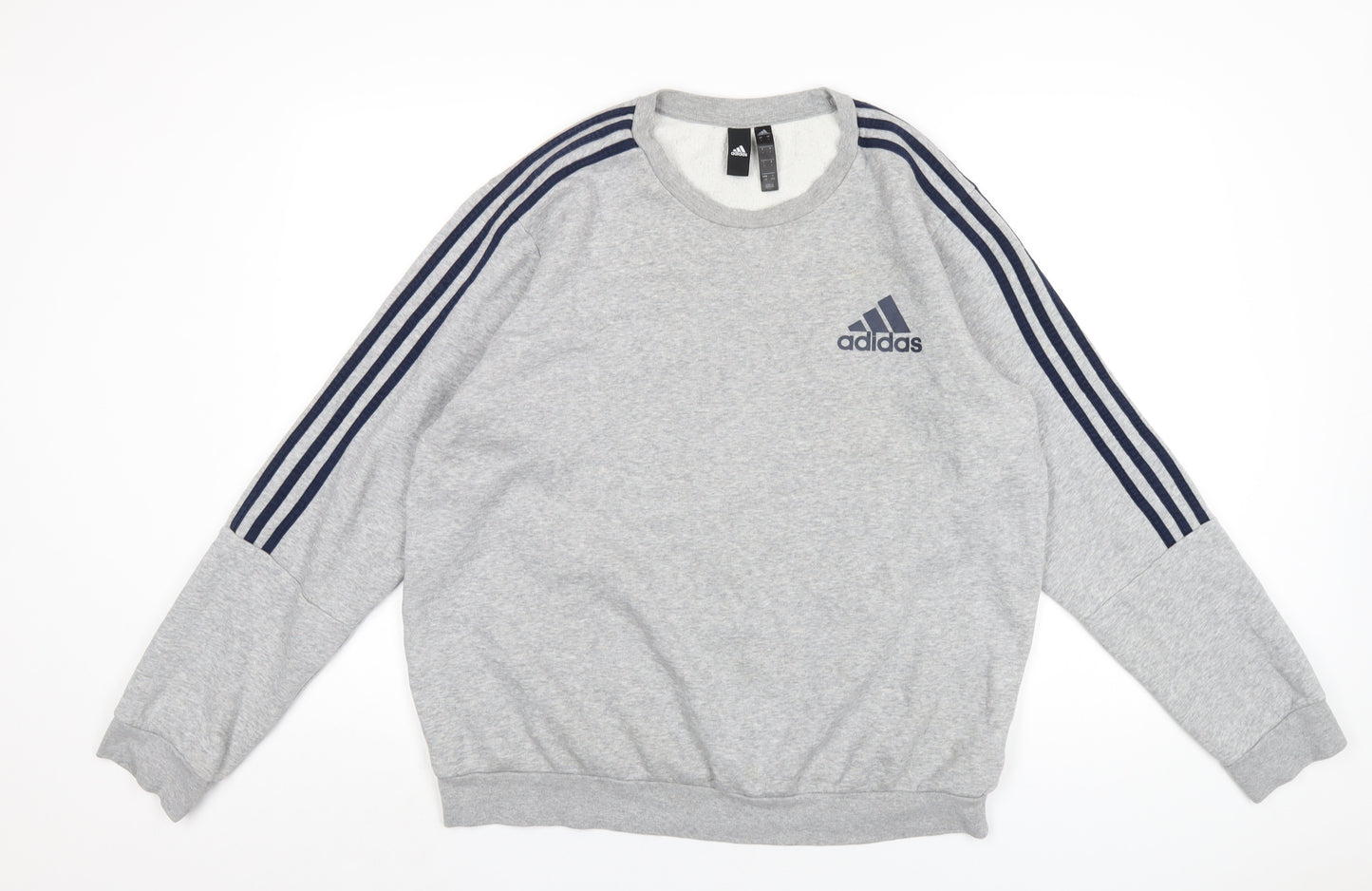 adidas Mens Grey Cotton Pullover Sweatshirt Size L