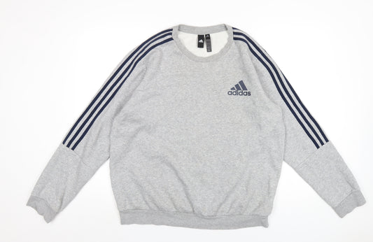 adidas Mens Grey Cotton Pullover Sweatshirt Size L