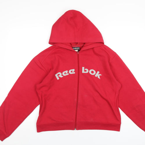 Reebok Womens Red Polyester Full Zip Hoodie Size 14 Zip