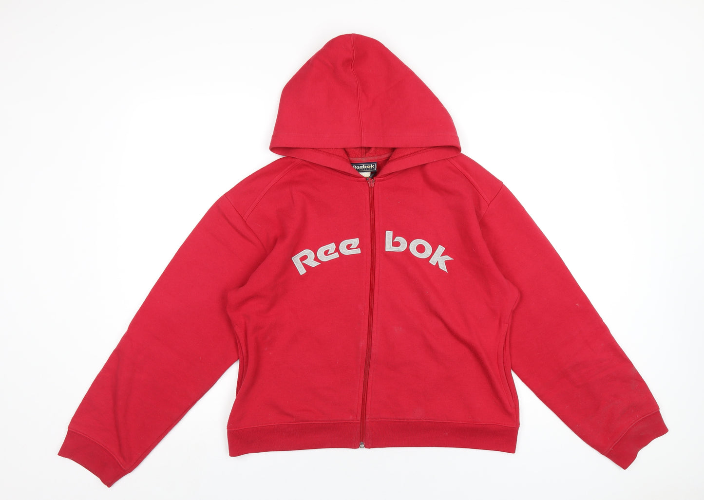 Reebok Womens Red Polyester Full Zip Hoodie Size 14 Zip