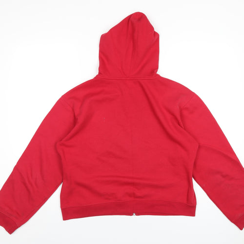 Reebok Womens Red Polyester Full Zip Hoodie Size 14 Zip