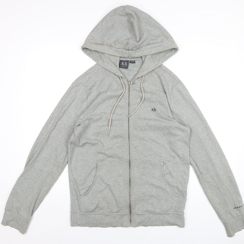 Armarni Excahnge Mens Grey Cotton Full Zip Hoodie Size M