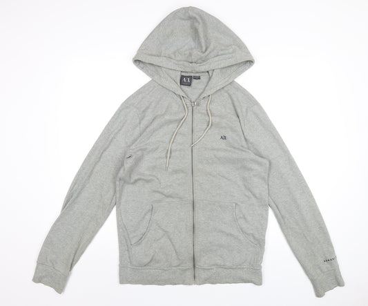 Armarni Excahnge Mens Grey Cotton Full Zip Hoodie Size M