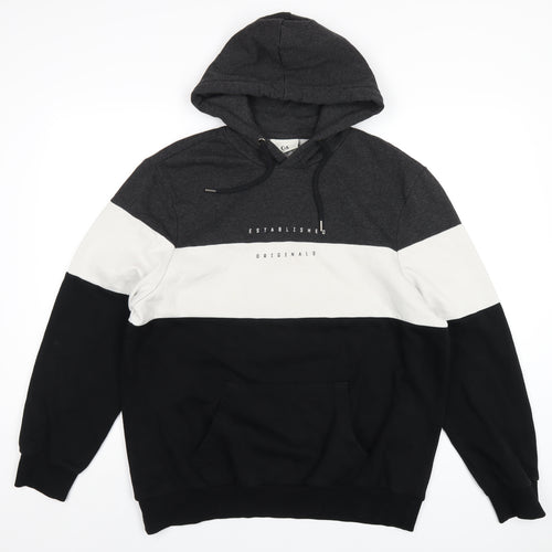 C&A Mens Black Cotton Pullover Hoodie Size XL