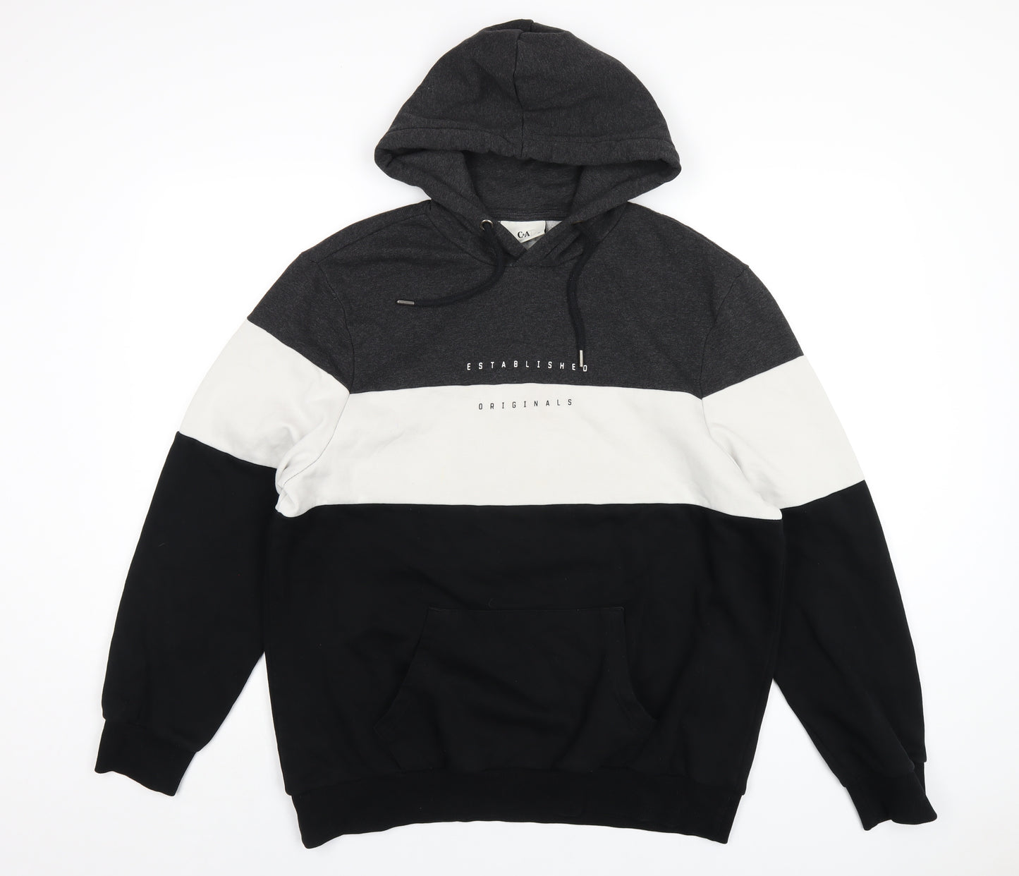 C&A Mens Black Cotton Pullover Hoodie Size XL