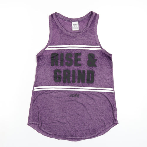 PINK Womens Purple Cotton Basic Tank Size XS Scoop Neck - Rise & Grind