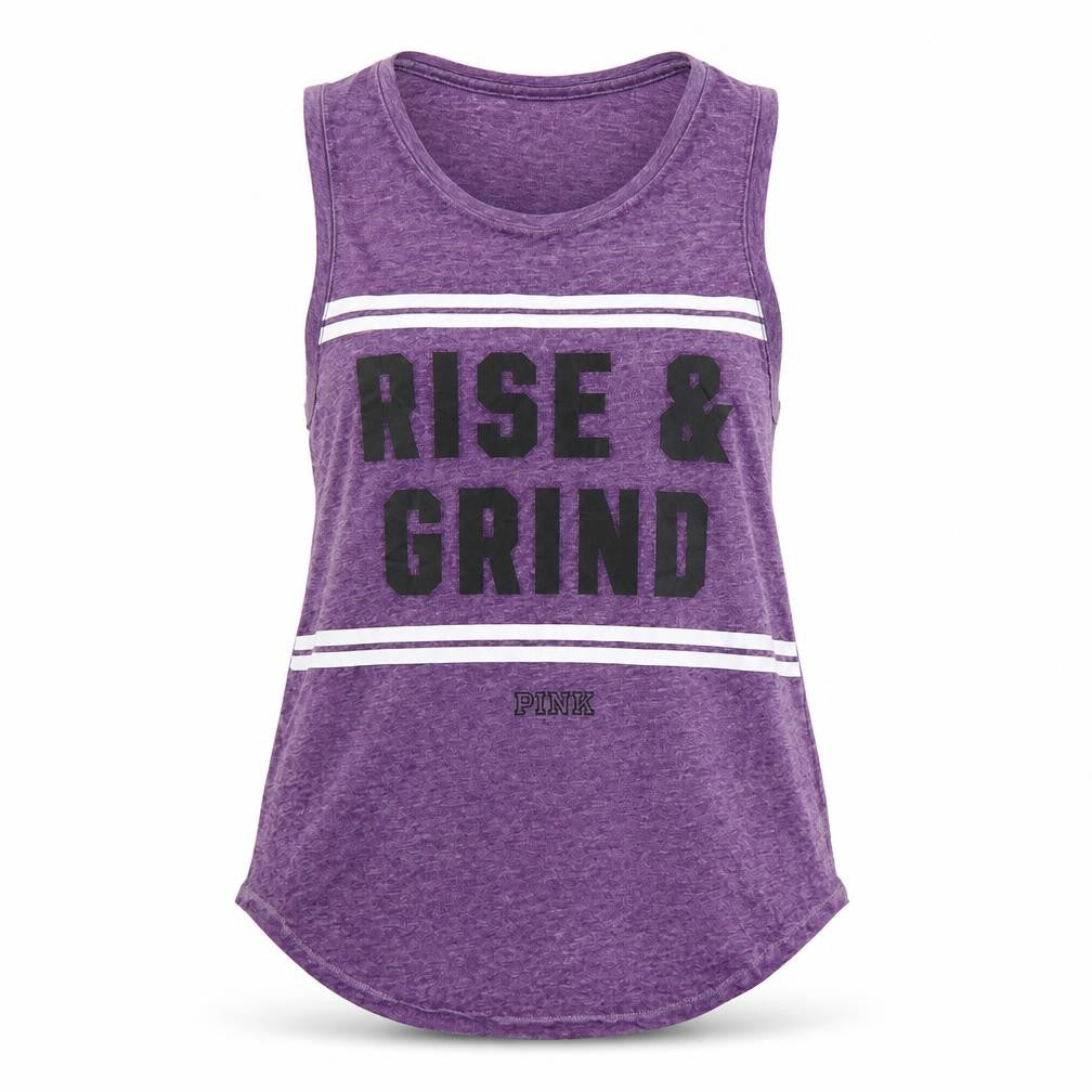 PINK Womens Purple Cotton Basic Tank Size XS Scoop Neck - Rise & Grind