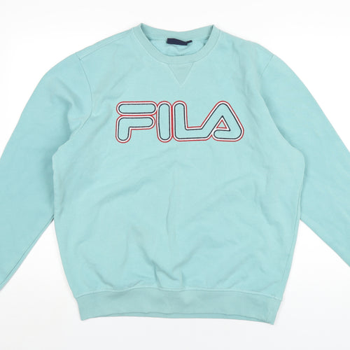 FILA Womens Green Cotton Pullover Sweatshirt Size L Pullover - Embroidered Logo