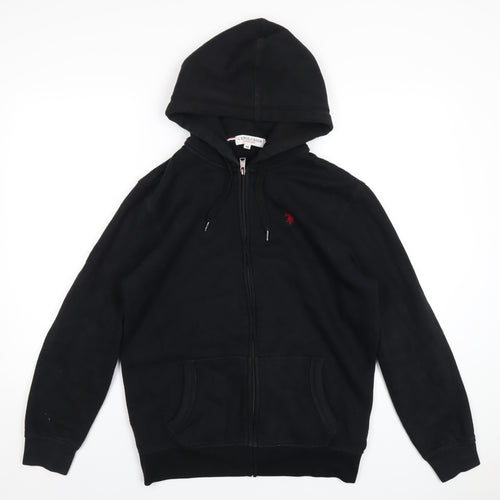 US Polo Assn. Mens Black Cotton Full Zip Hoodie Size M