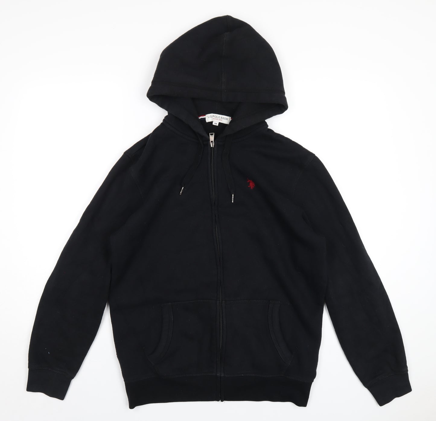 US Polo Assn. Mens Black Cotton Full Zip Hoodie Size M