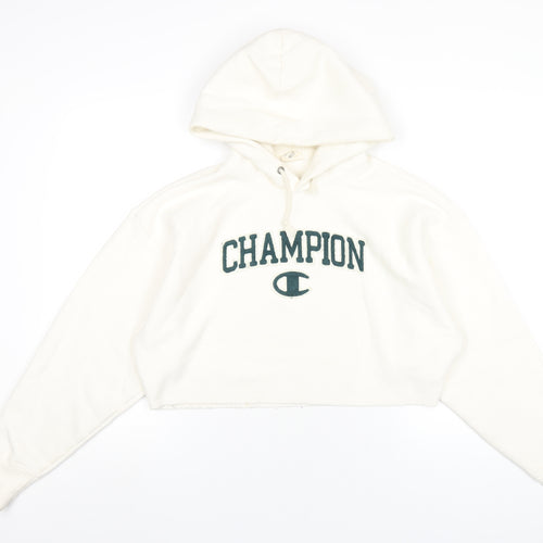 Champion Womens Ivory Cotton Pullover Hoodie Size S Pullover - Embroidered Logo