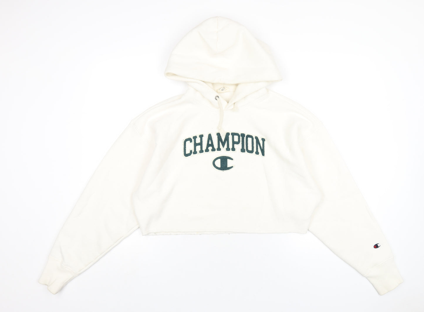 Champion Womens Ivory Cotton Pullover Hoodie Size S Pullover - Embroidered Logo