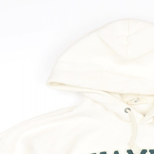 Champion Womens Ivory Cotton Pullover Hoodie Size S Pullover - Embroidered Logo