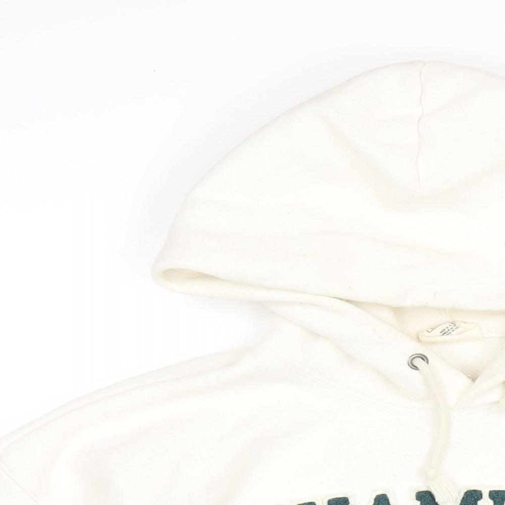 Champion Womens Ivory Cotton Pullover Hoodie Size S Pullover - Embroidered Logo