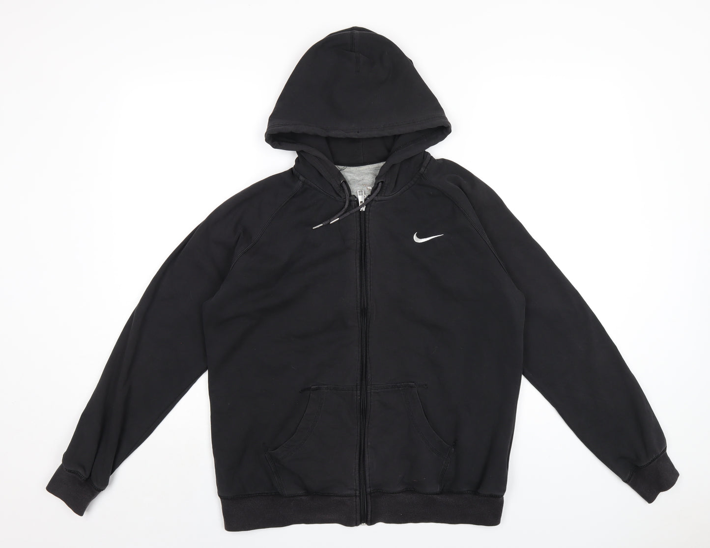 Nike Mens Black Cotton Full Zip Hoodie Size XL