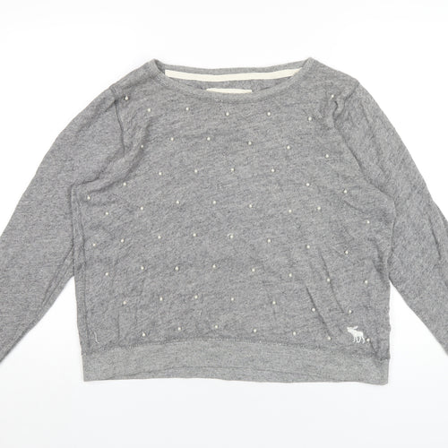 Abercrombie & Fitch Womens Grey Cotton Pullover Sweatshirt Size L Pullover - Pearl Detail