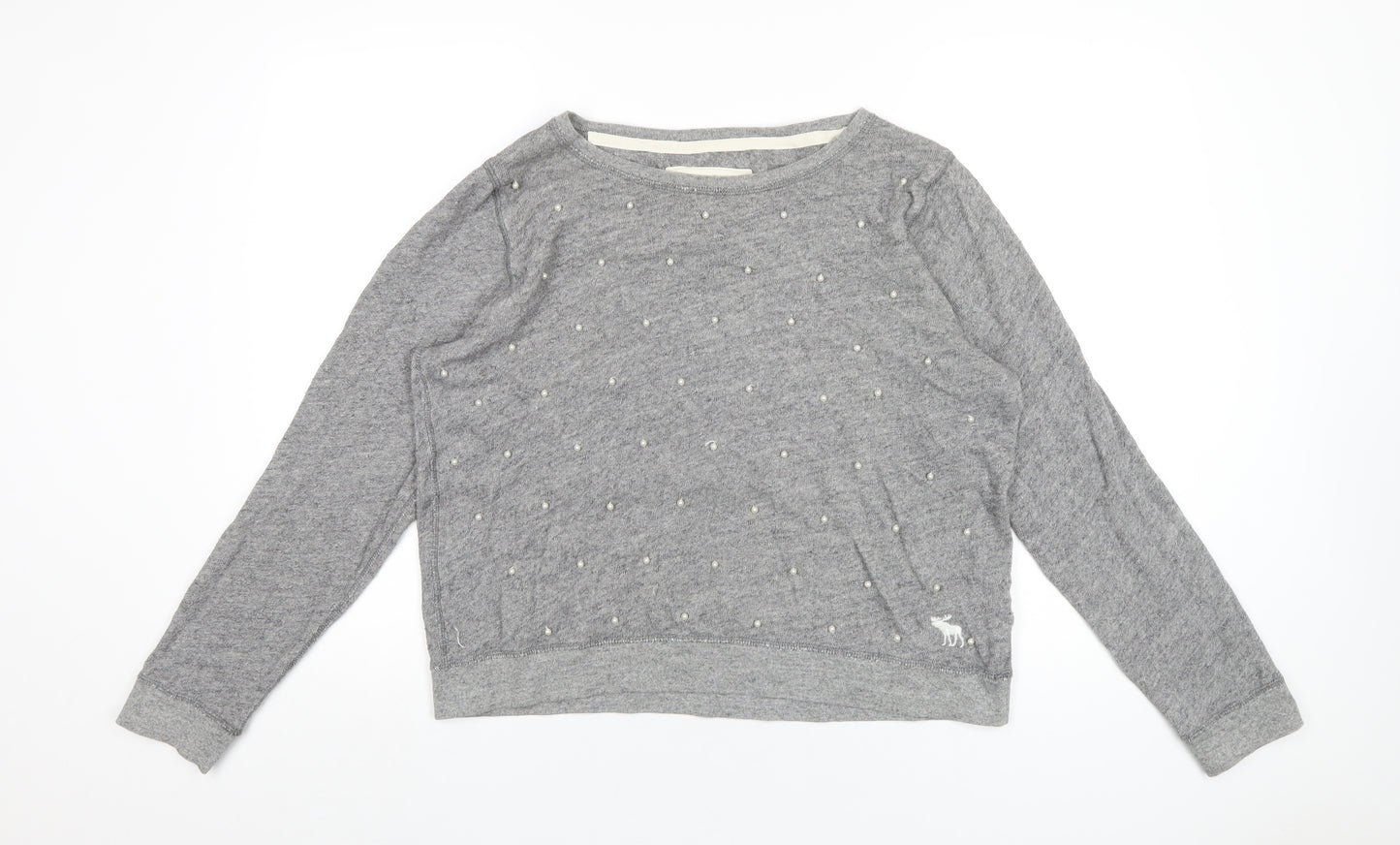 Abercrombie & Fitch Womens Grey Cotton Pullover Sweatshirt Size L Pullover - Pearl Detail