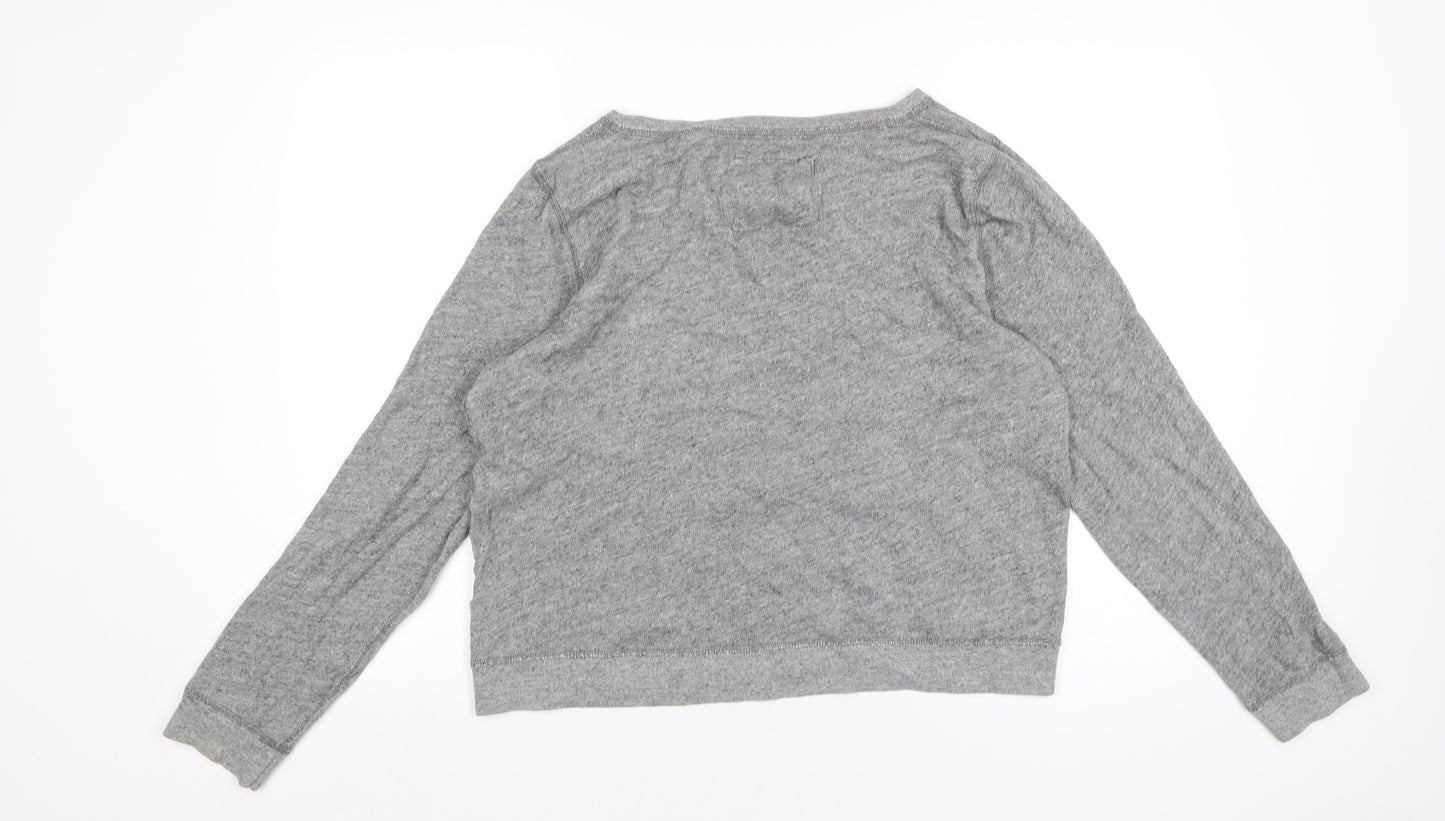 Abercrombie & Fitch Womens Grey Cotton Pullover Sweatshirt Size L Pullover - Pearl Detail