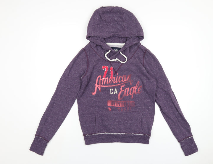 American Eagle Outfitters Womens Purple Cotton Pullover Hoodie Size S Pullover