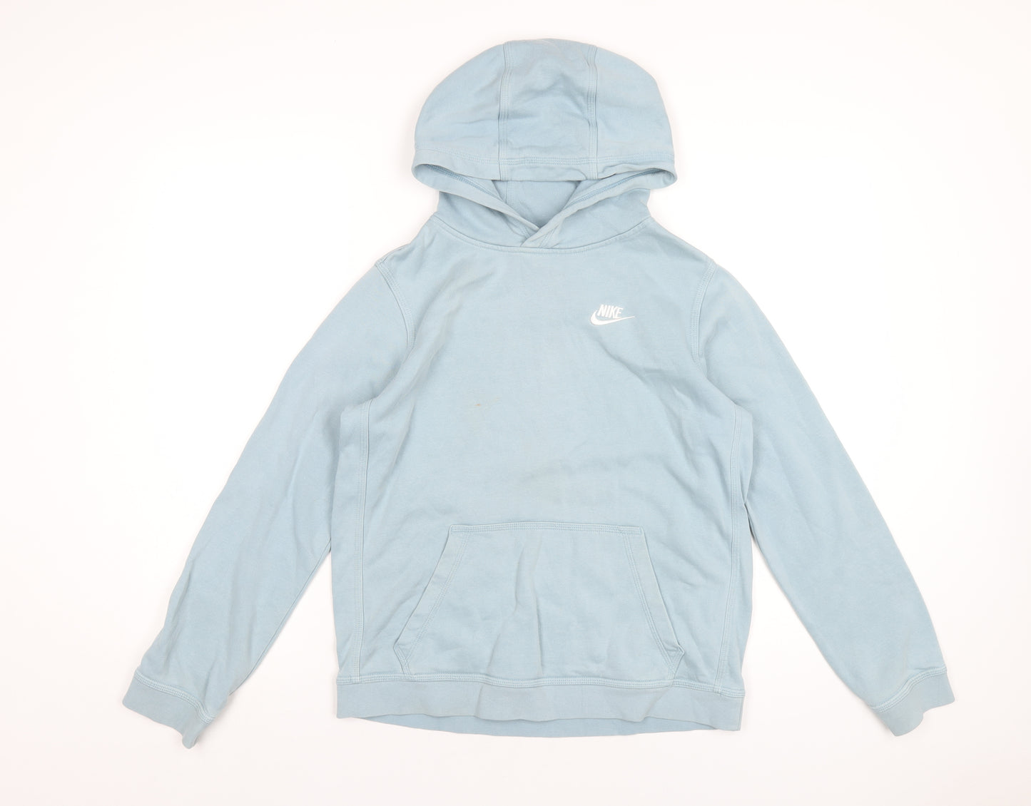 Nike Boys Blue Cotton Pullover Hoodie Size 13-14 Years Pullover