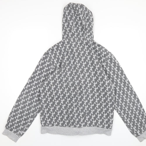 adidas Mens Grey Geometric Cotton Full Zip Hoodie Size M