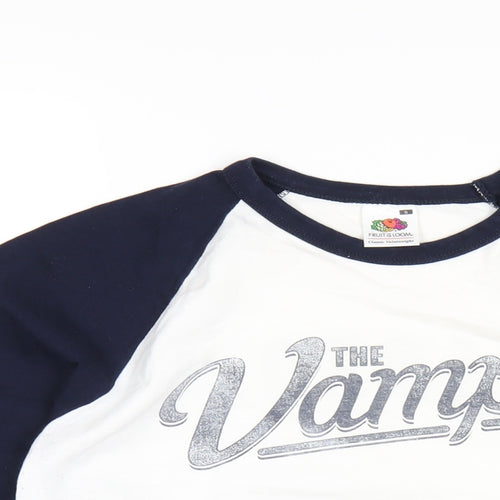 The Vamps Womens White Cotton Basic T-Shirt Size S Round Neck