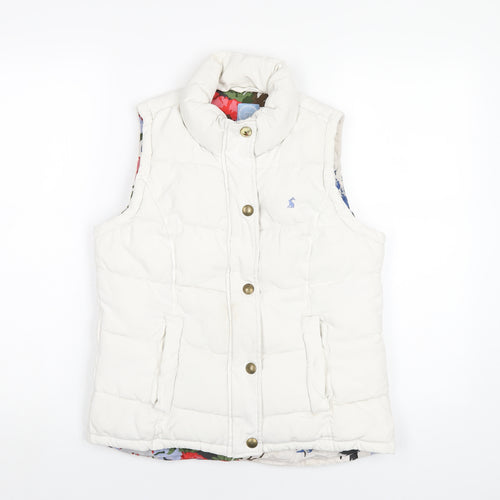 Joules Womens White Gilet Waistcoat Size 10 Zip