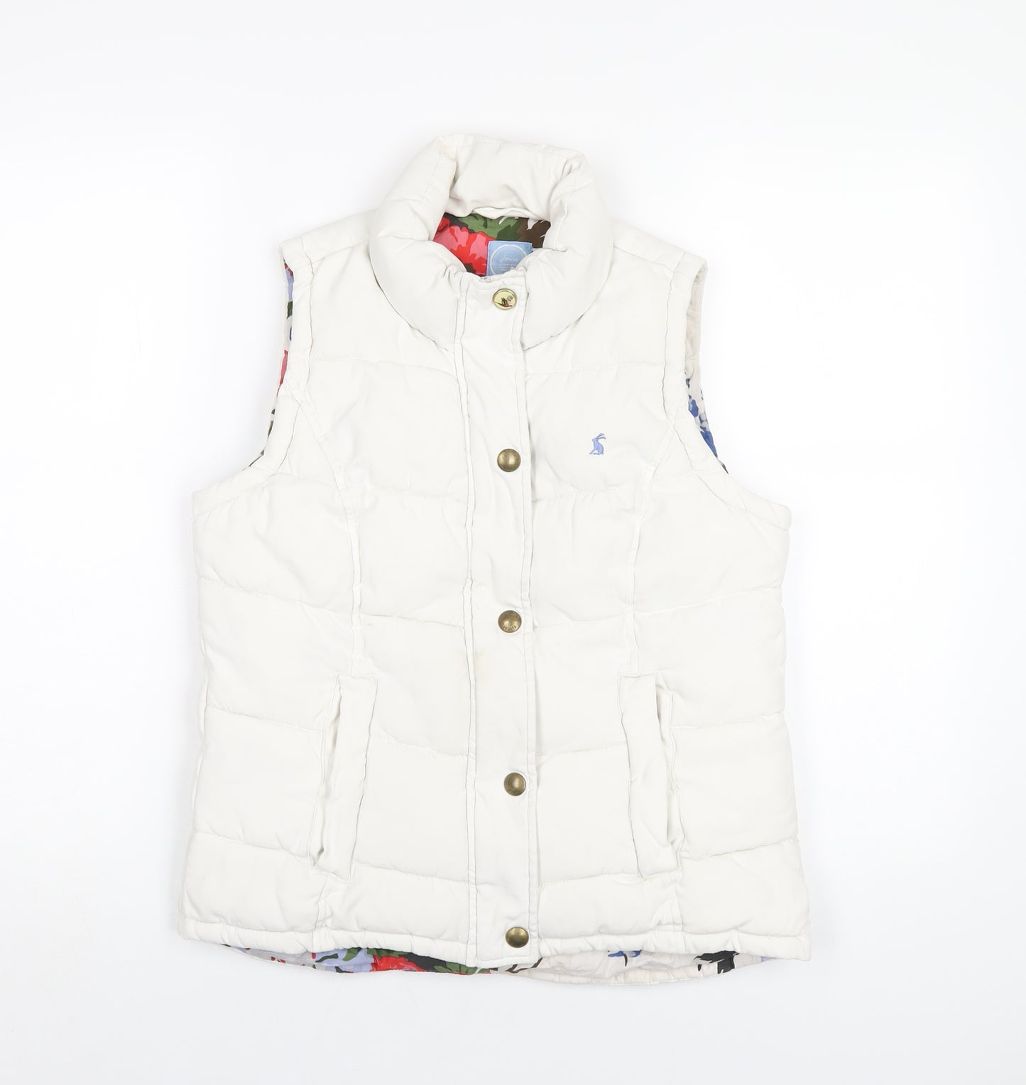 Joules Womens White Gilet Waistcoat Size 10 Zip