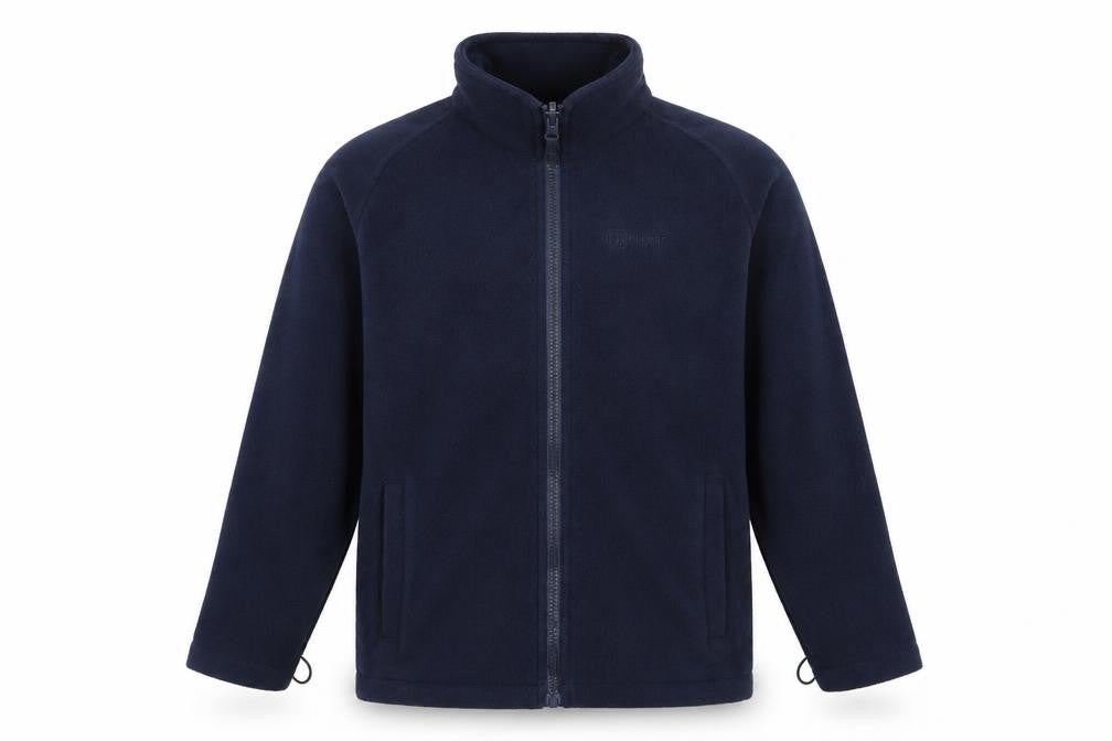 Front view of Hi Gear boys’ blue jacket, size 15-16, years zip