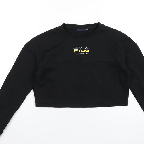 FILA Womens Black Cotton Pullover Sweatshirt Size XS Pullover - Embroidered Logo