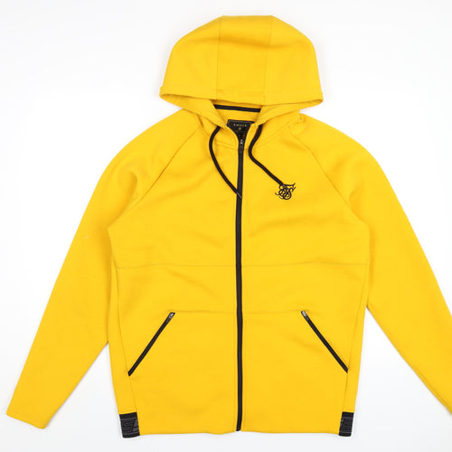 SikSilk Mens Yellow Polyester Full Zip Hoodie Size L