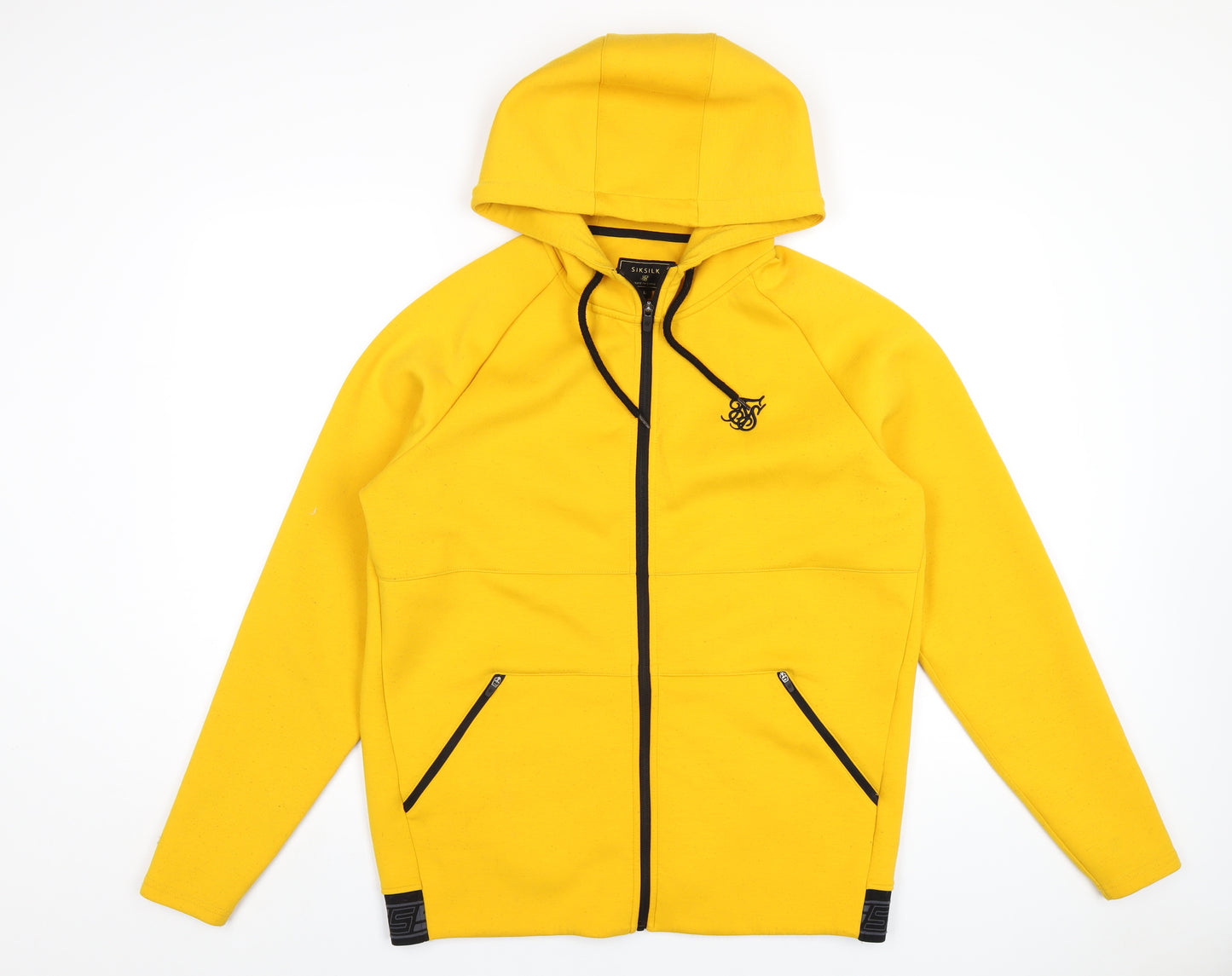 SikSilk Mens Yellow Polyester Full Zip Hoodie Size L