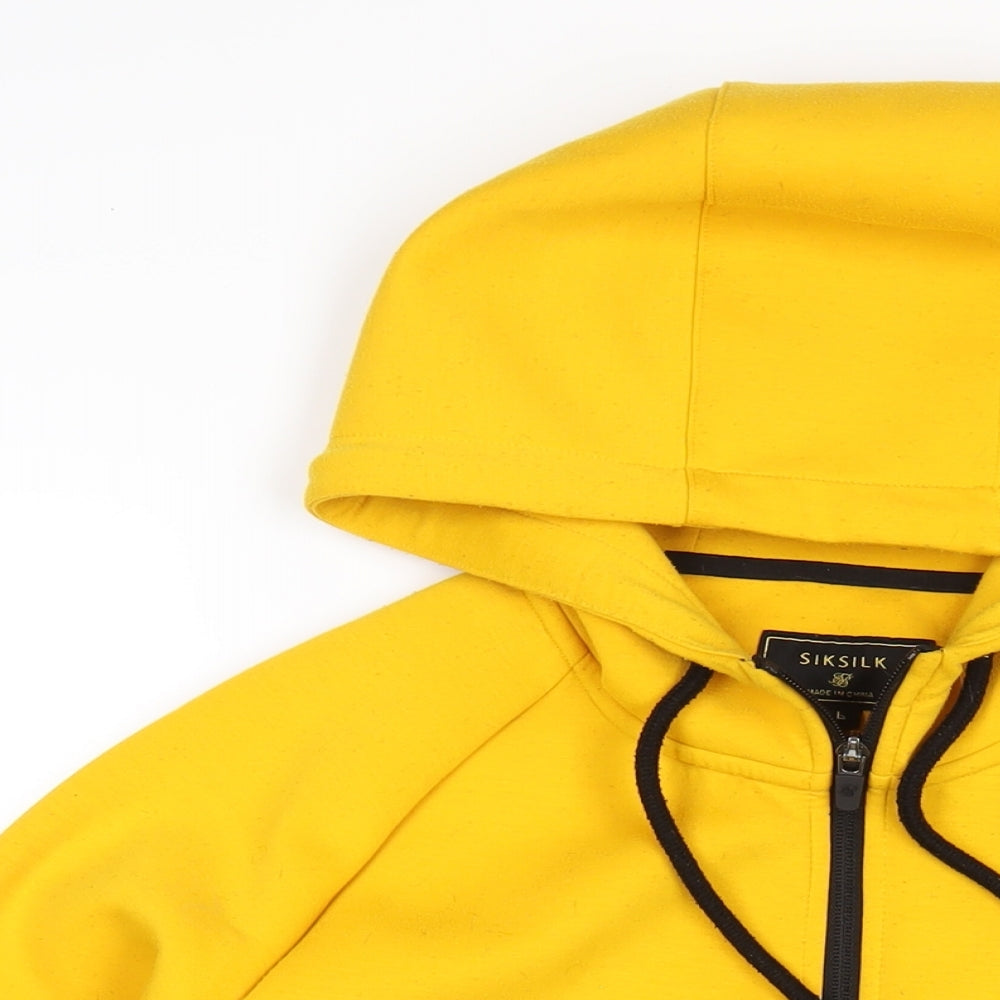 SikSilk Mens Yellow Polyester Full Zip Hoodie Size L