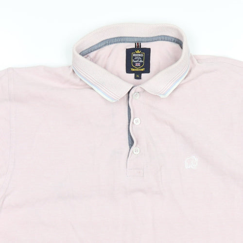 Rhino Mens Pink Cotton Polo Size XL Collared Button