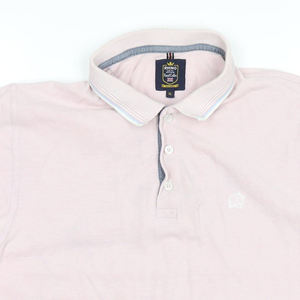 Rhino Mens Pink Cotton Polo Size XL Collared Button