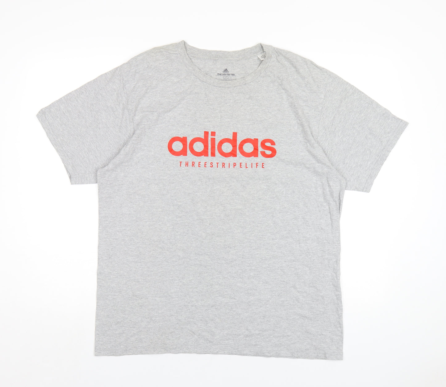 adidas Mens Grey Cotton T-Shirt Size L Round Neck