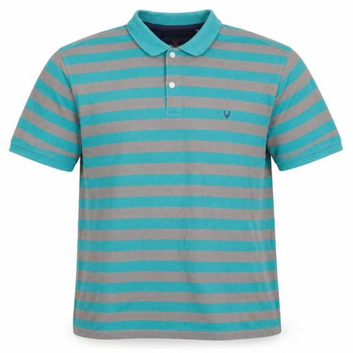Allen Solly Mens Green Striped Cotton Polo Size XL Collared Button