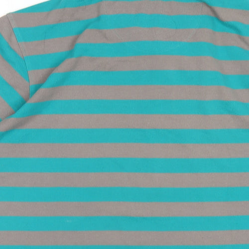 Allen Solly Mens Green Striped Cotton Polo Size XL Collared Button