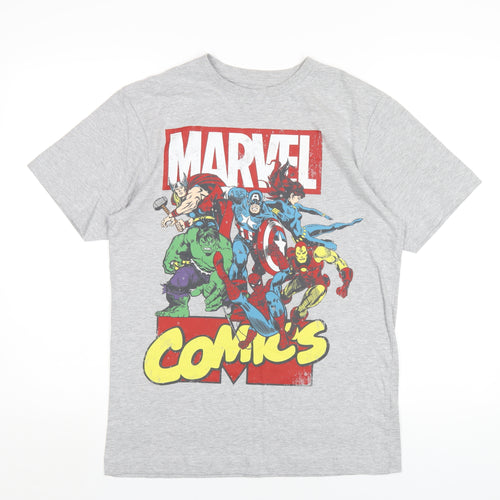 Marvel Mens Grey Cotton T-Shirt Size S Round Neck - Marvel Comics