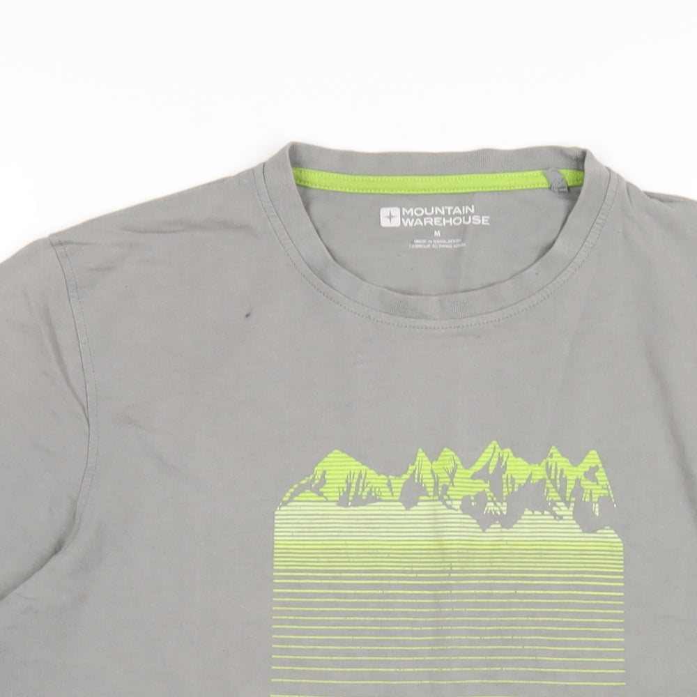 Mountain Warehouse Mens Grey Cotton T-Shirt Size M Round Neck