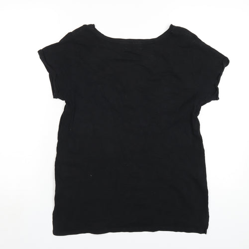 Hush Womens Black Cotton Basic T-Shirt Size S V-Neck