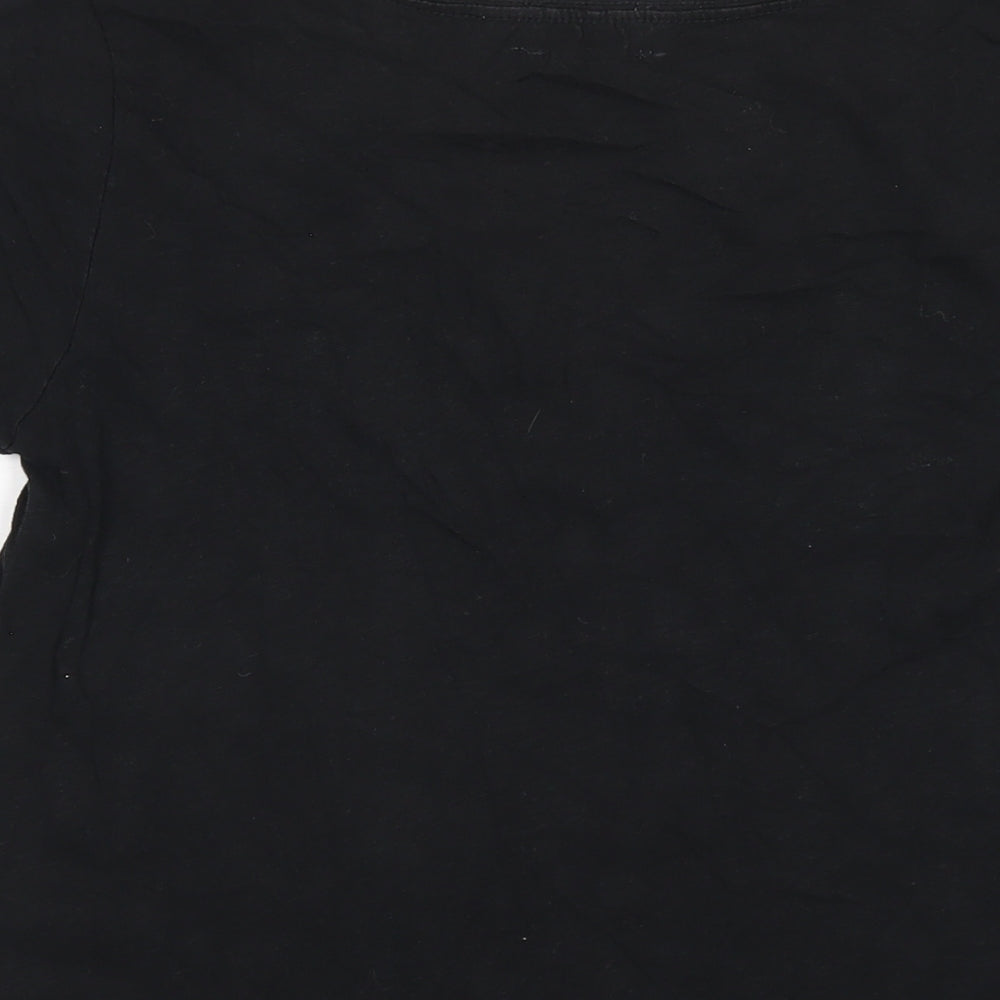 Hush Womens Black Cotton Basic T-Shirt Size S V-Neck