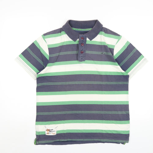 Store Twenty One Mens Multicoloured Striped Cotton Polo Size S Collared Button