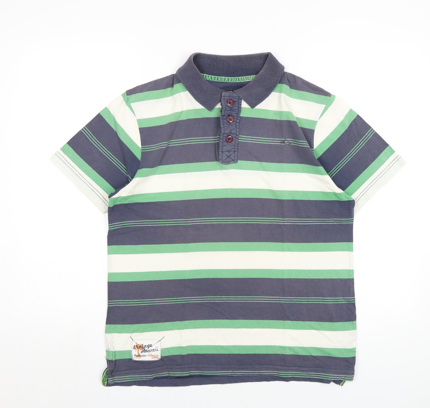 Store Twenty One Mens Multicoloured Striped Cotton Polo Size S Collared Button