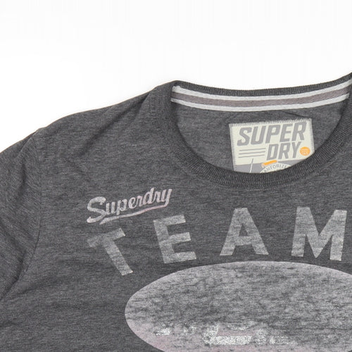 Superdry Mens Grey Cotton T-Shirt Size XL Round Neck