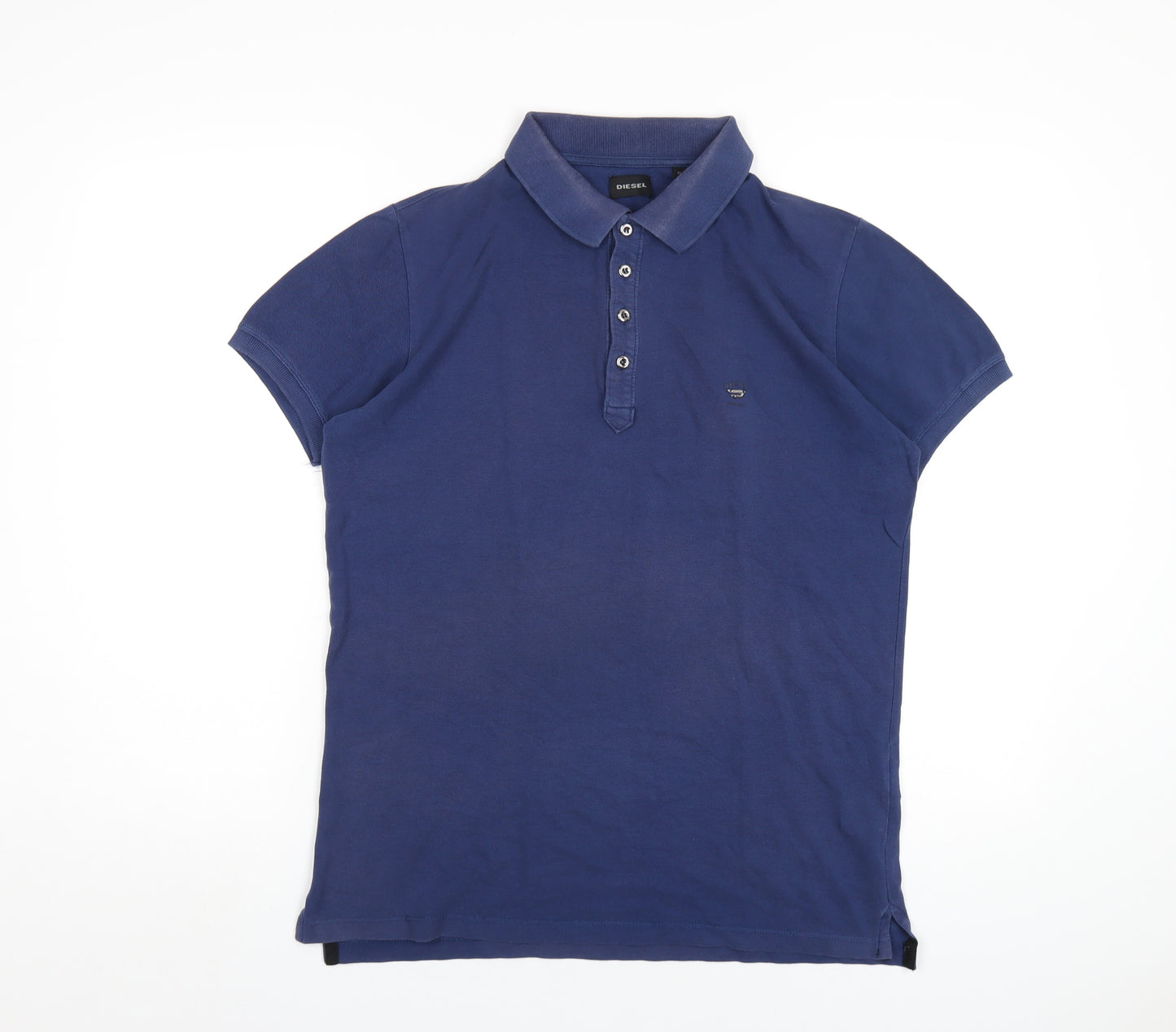 Diesel Mens Blue Cotton Polo Size S Collared Button