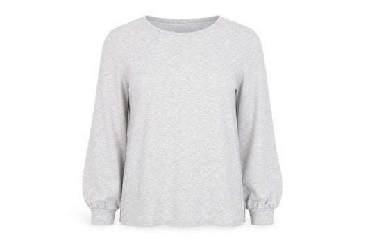 Front view of Oasis women’s grey viscose basic t-shirt, size L, round neck