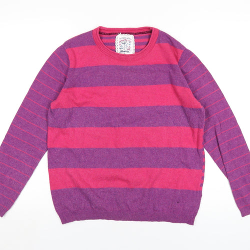 MANTARAY PRODUCTS Womens Purple Round Neck Striped Nylon Pullover Jumper Size 12