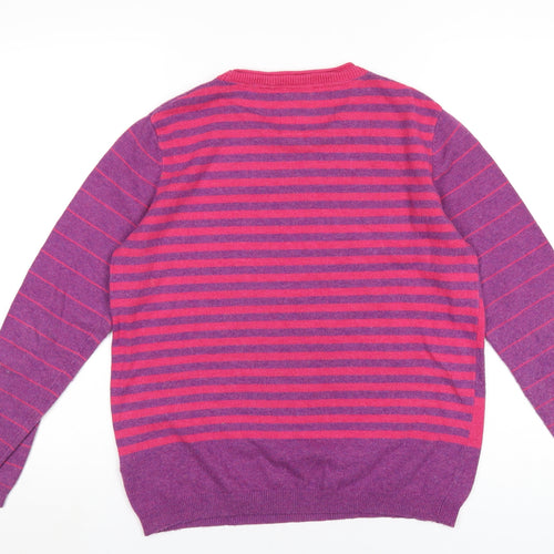 MANTARAY PRODUCTS Womens Purple Round Neck Striped Nylon Pullover Jumper Size 12