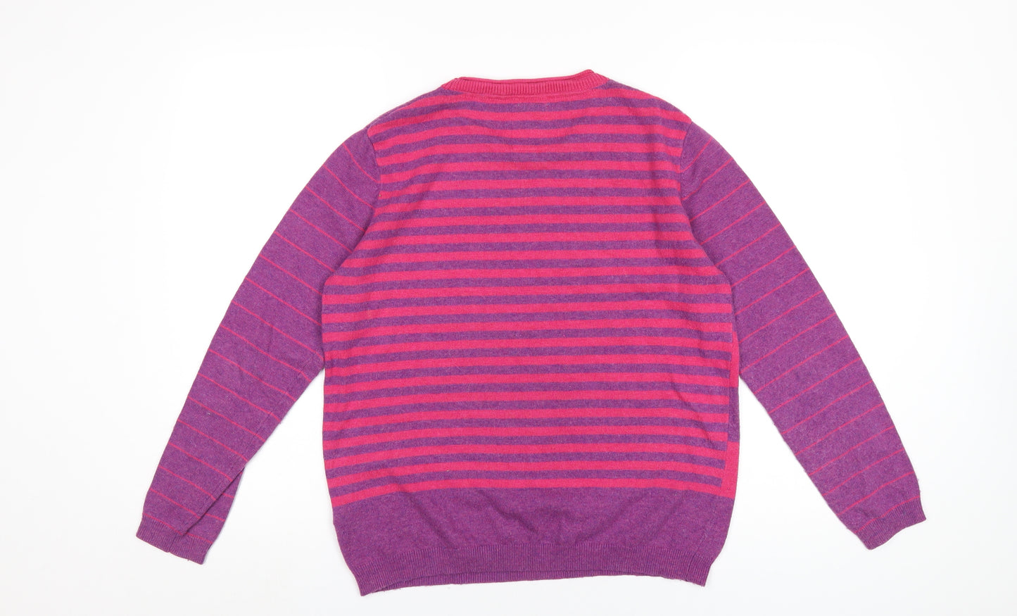 MANTARAY PRODUCTS Womens Purple Round Neck Striped Nylon Pullover Jumper Size 12